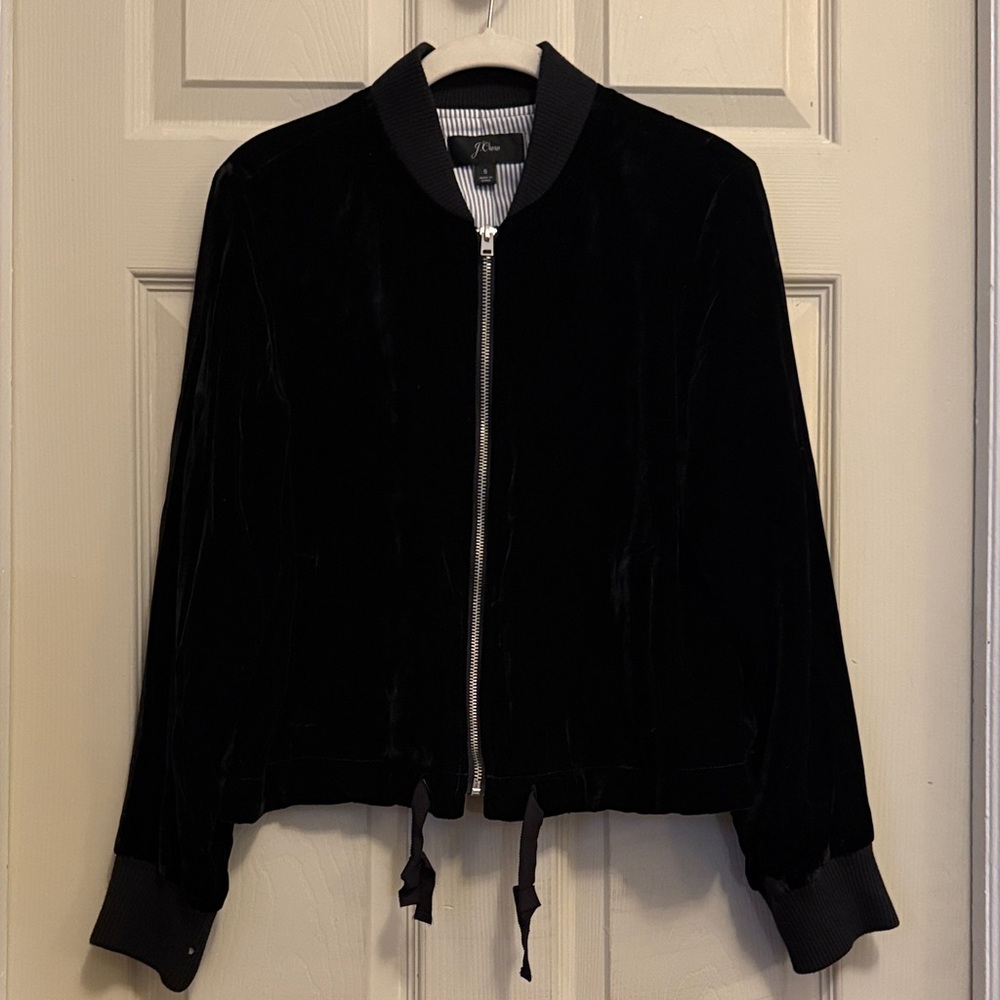 J. Crew Women's Black Velvet Bomber Jacket
